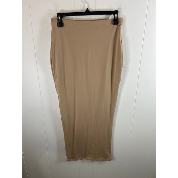 Naked Wardrobe Tan Maxi Pencil Skirt for Night Out - Picture 4 of 8